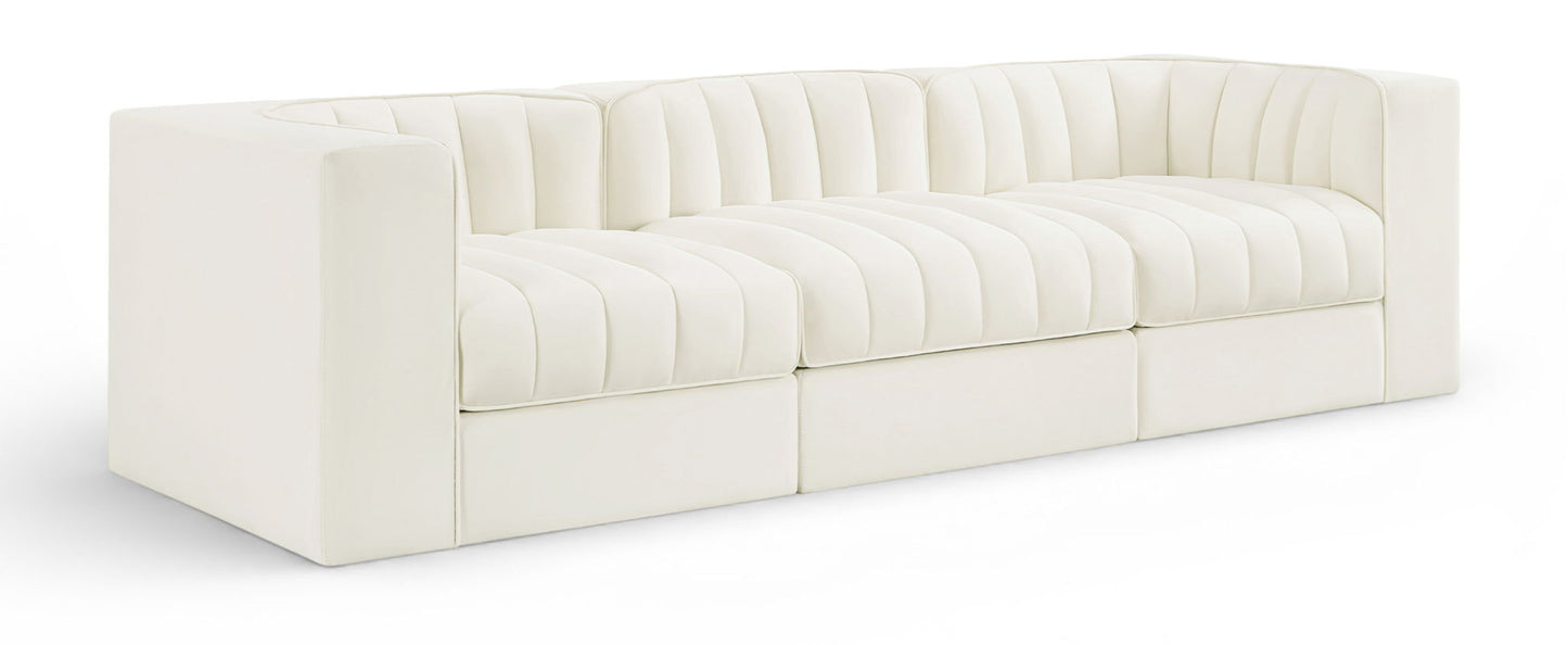 Rummi - Velvet Performance Fabric Upholstered 3 Piece Modular Sofa