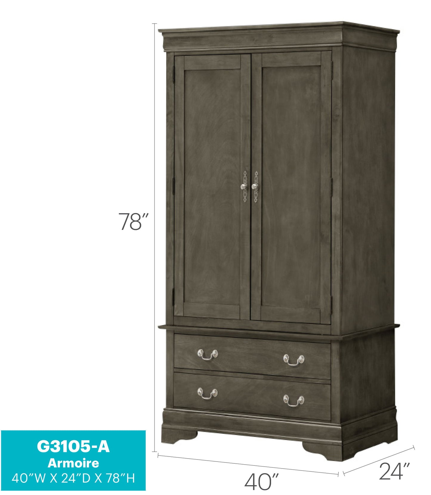 Glory Furniture - Louis Phillipe - Armoire