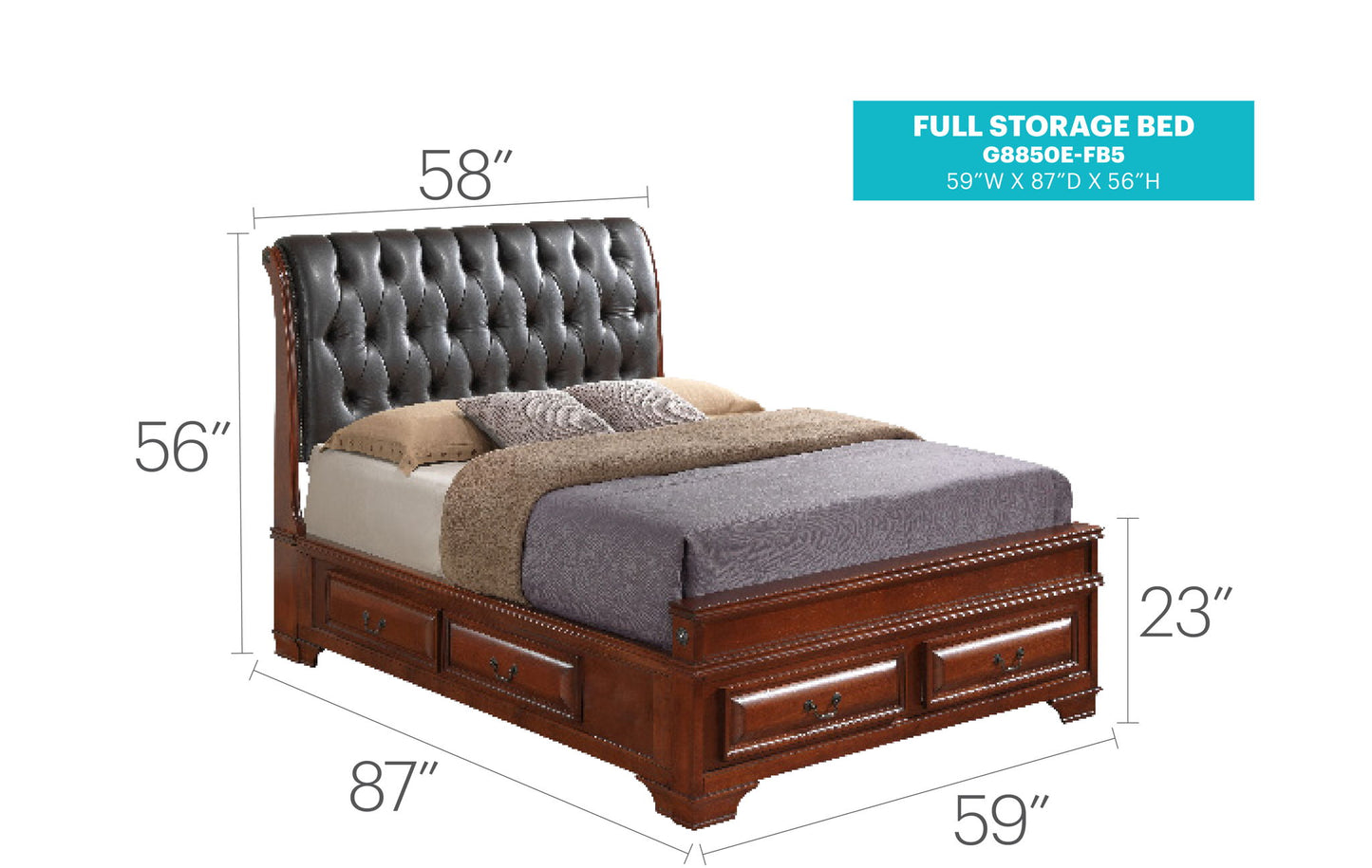 Glory Furniture - LaVita - Faux Leather Upholstered Storage Bed
