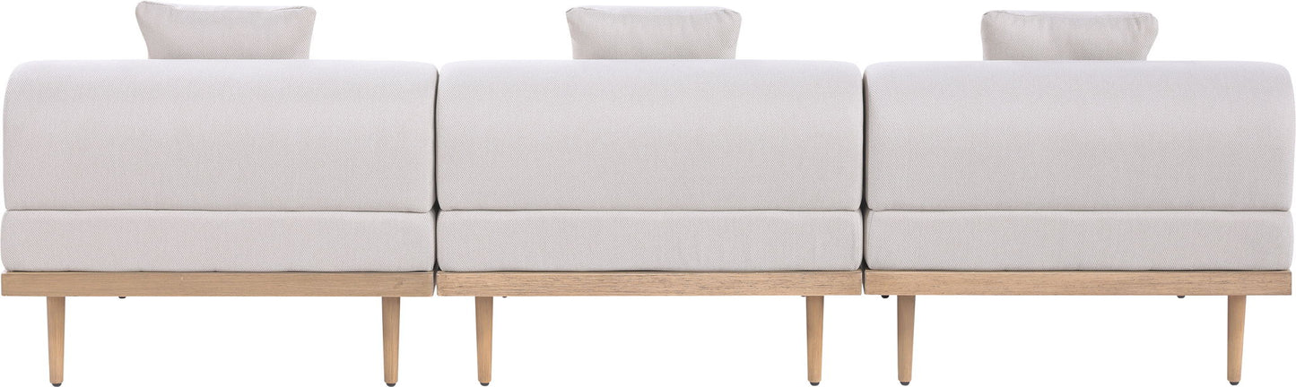 Laguna - 3 Piece Resilient Water Resistant Fabric 106.5" Outdoor Patio Armless Modular Sofa