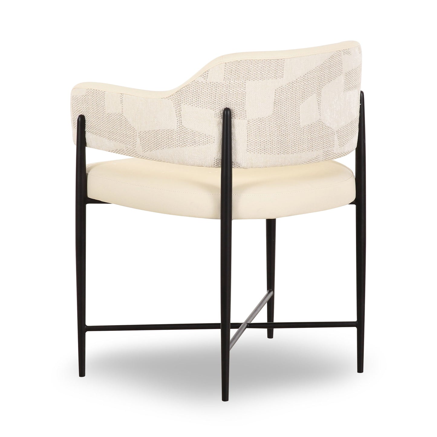 Sezanne - Vegan Leather And 2-Tone Jacquard Dining Chair - Cream