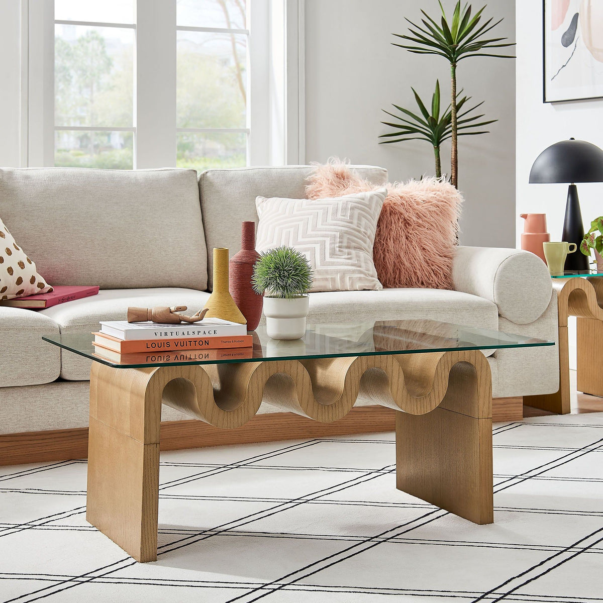 Ondine Glass Top Coffee Table - Natural