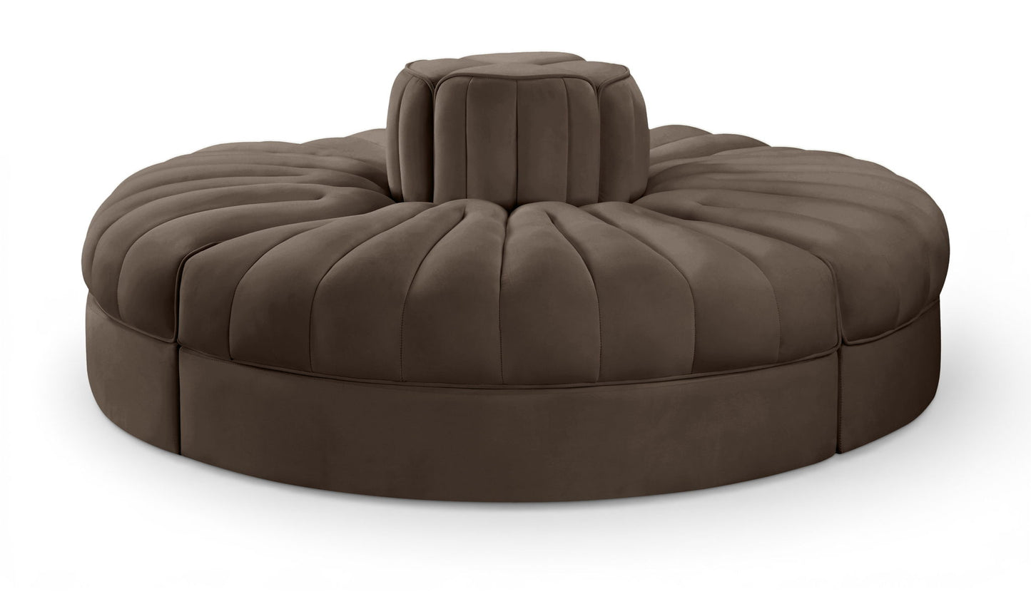Rummi - Round Velvet Performance Fabric Upholstered 4 Piece Modular Sofa