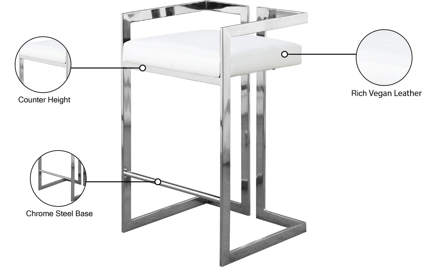 Ezra - Stool with Chrome Legs (Set of 2)