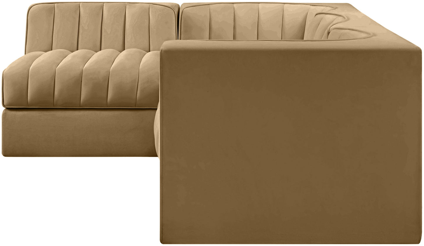 Rummi - Velvet Performance Fabric Upholstered 4 Piece Modular Sectional