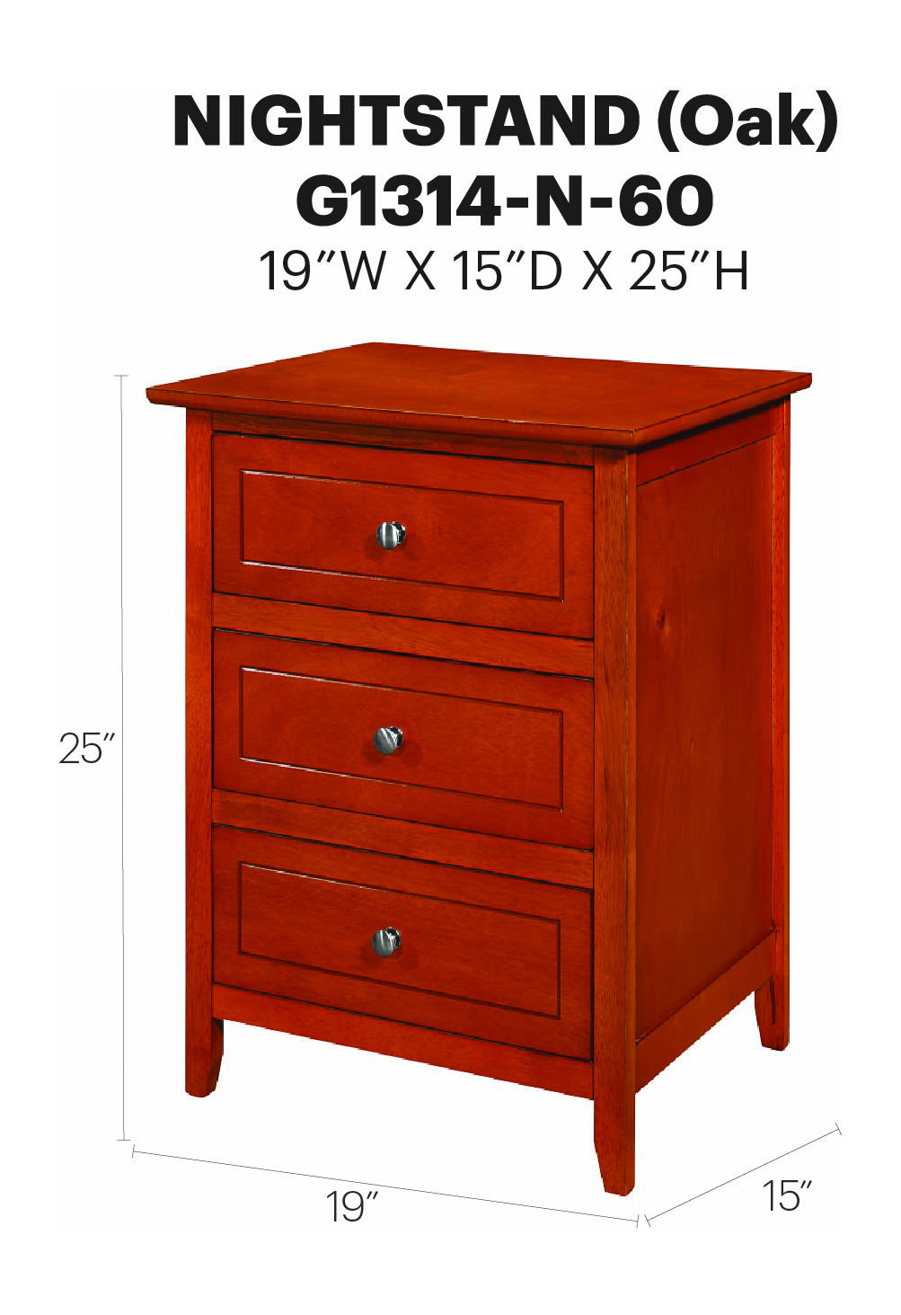 Glory Furniture - Daniel - 3 Drawer Nightstand