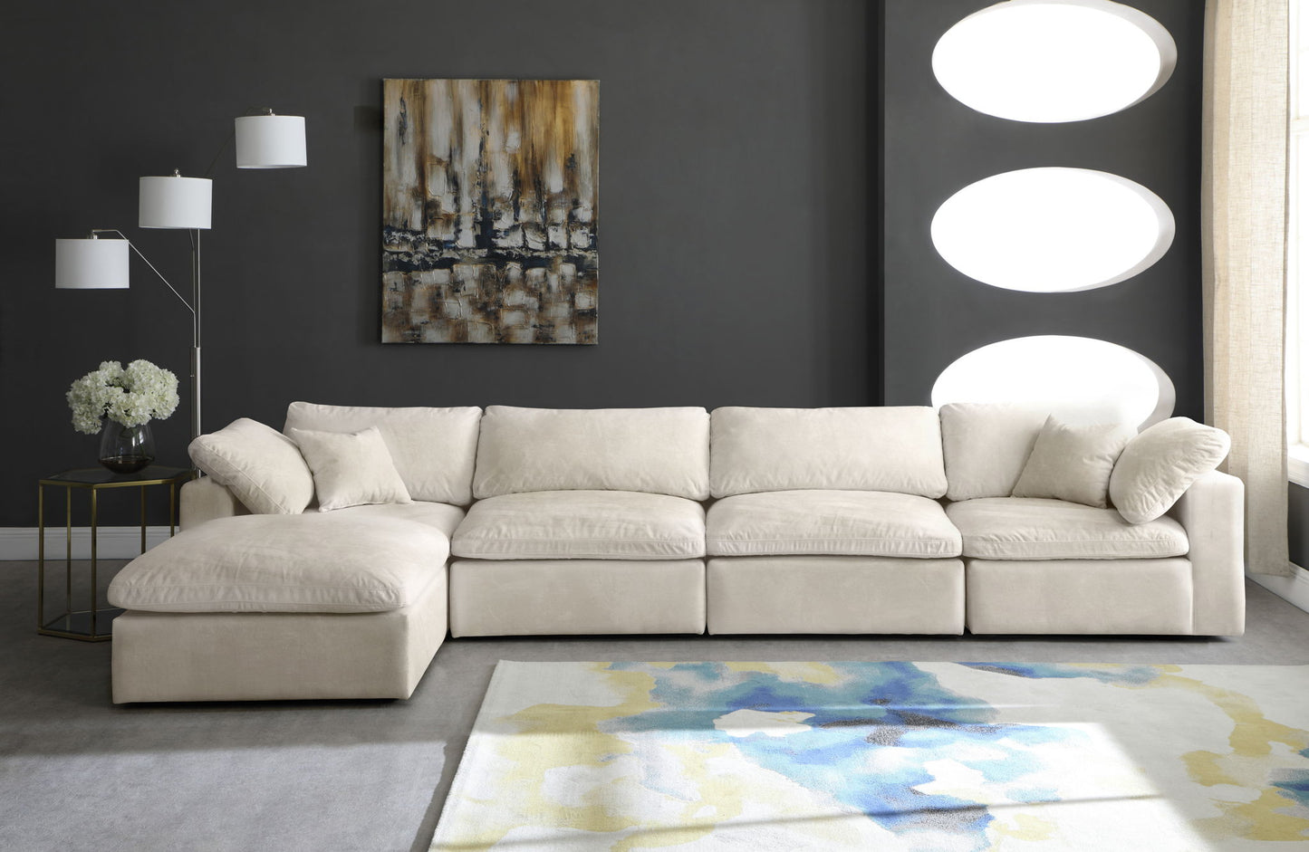 Cozy - 5 Piece Modular Sectional With Chaise