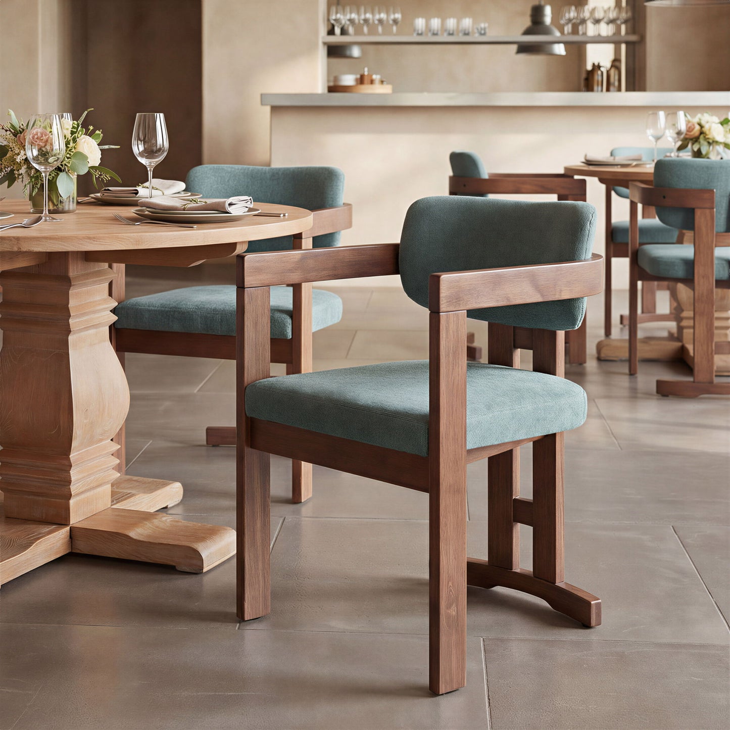 Poly - Dining Chair - Moss Gray / Walnut