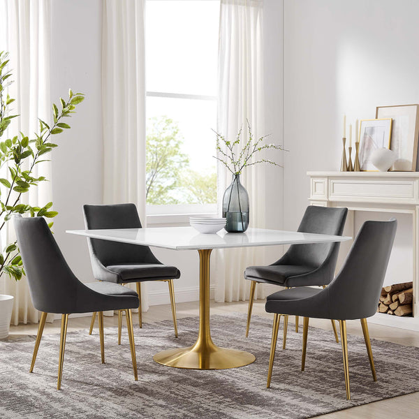 Lippa Square Wood Dining Table - 48", Gold White
