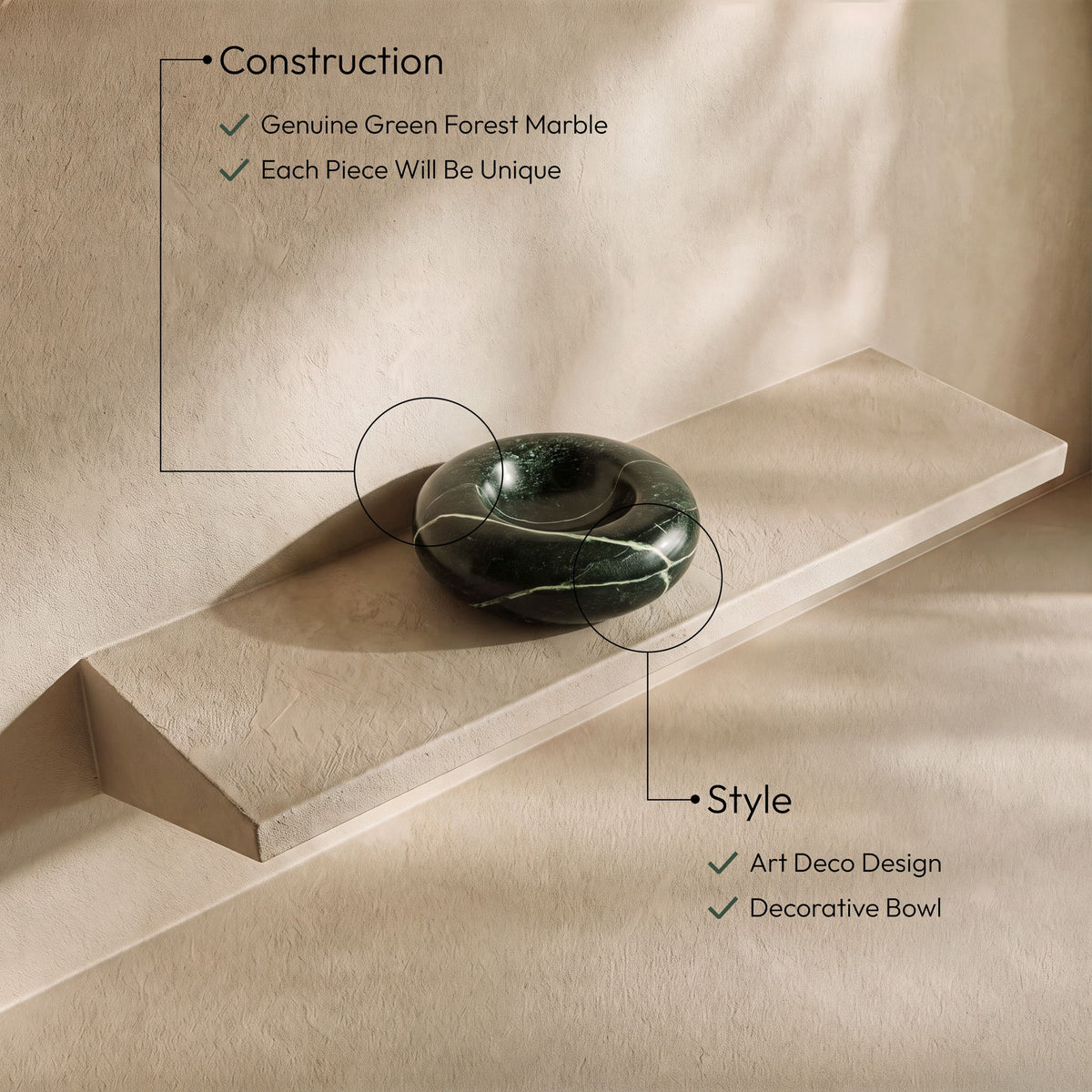 Bellamare - Genuine Marble Decorative Bowl