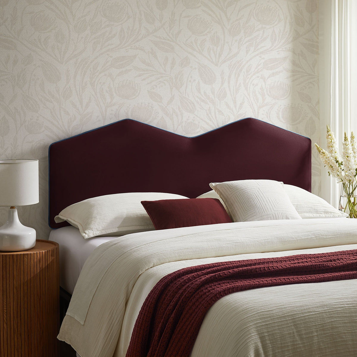 Cosette Performance Velvet Headboard - King, Mulberry