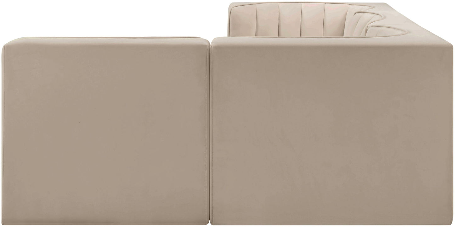Rummi - Velvet Performance Fabric Upholstered 4 Piece Modular Sectional