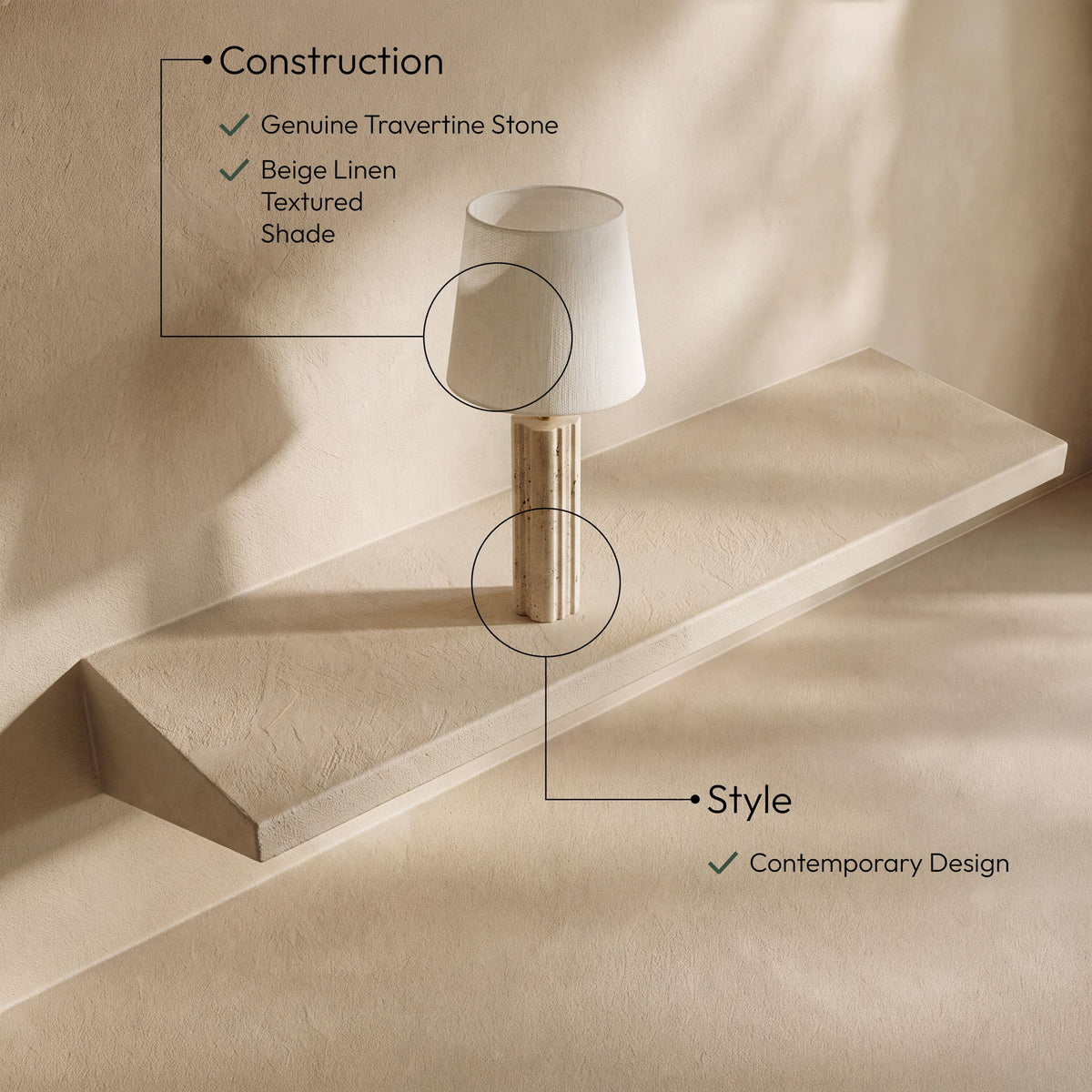 Orison - Linen Textured Fabric Table Lamp