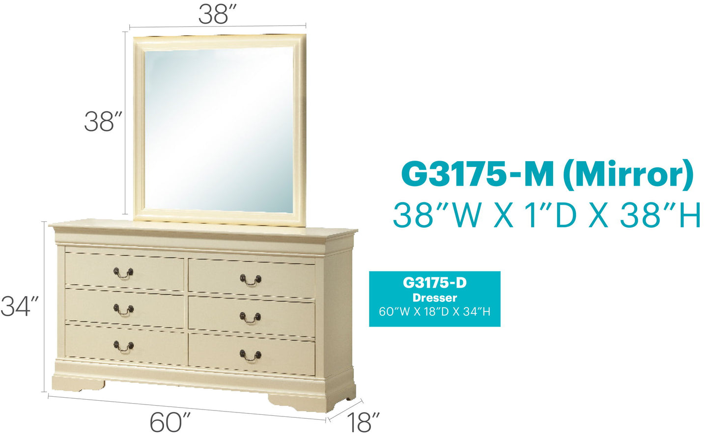 Glory Furniture - Louis Phillipe - Dresser