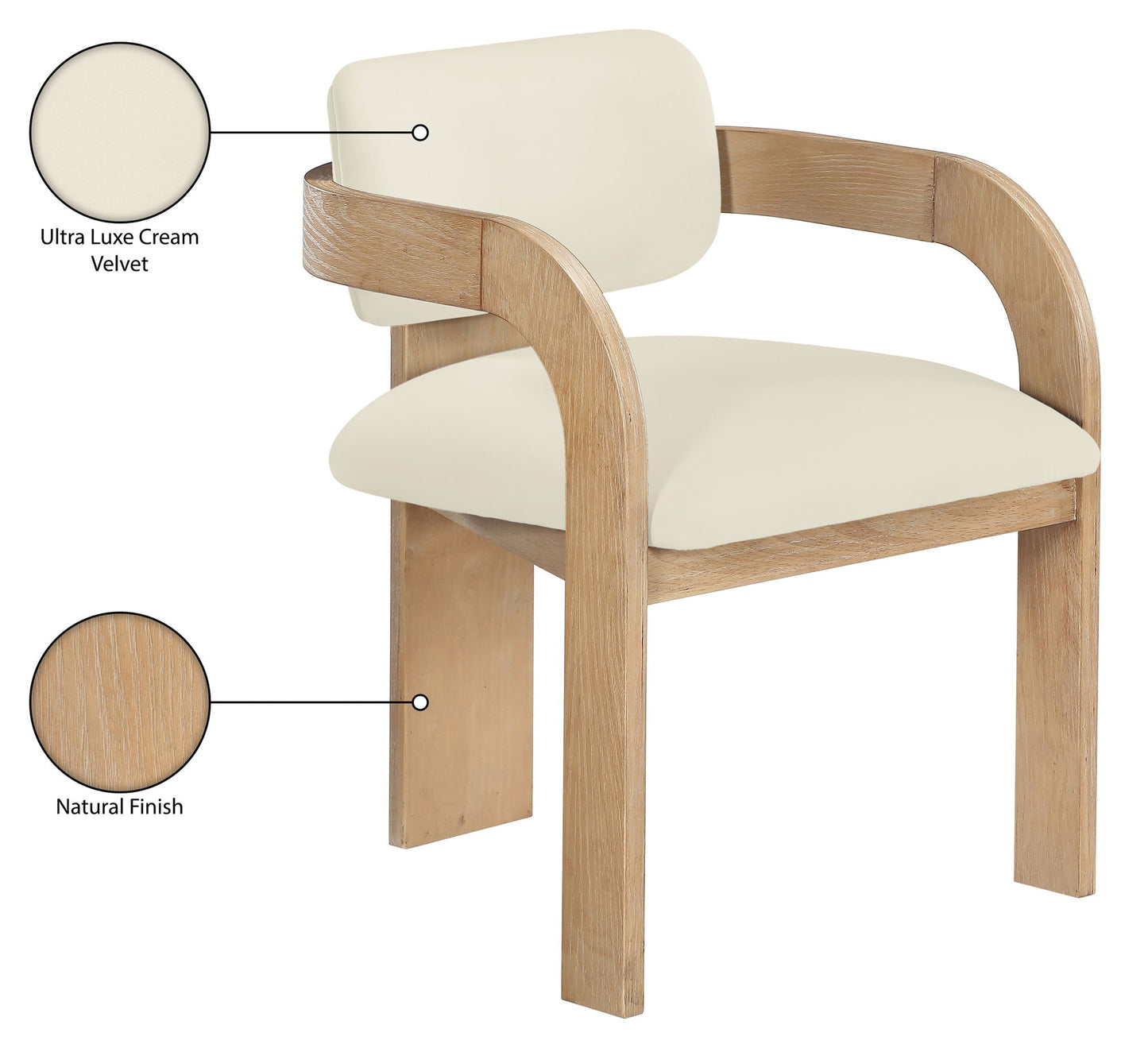 Cedra - Velvet Performance Fabric Upholstered Dining Chair (Set of 2) - Natural Frame