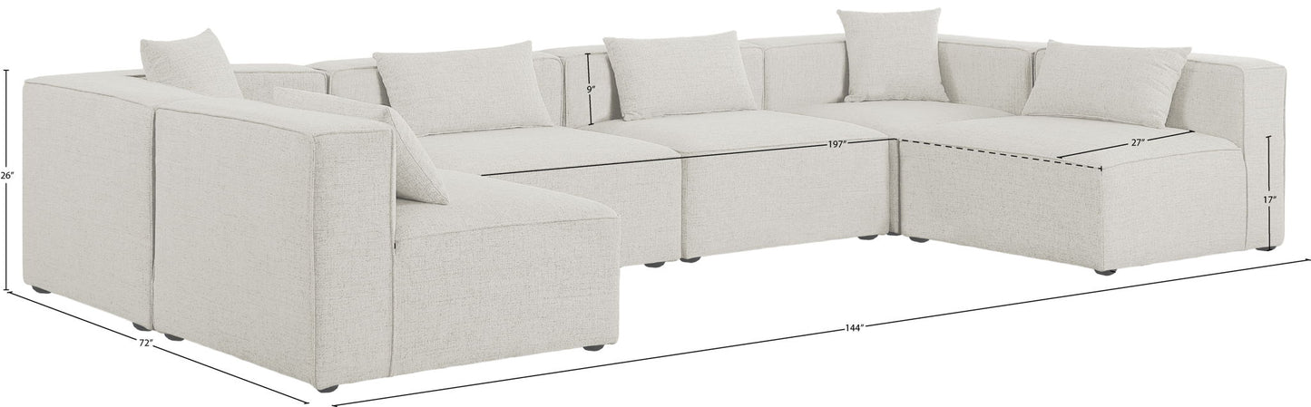 Cube - Linen 6 Piece Modular Armless Sectional