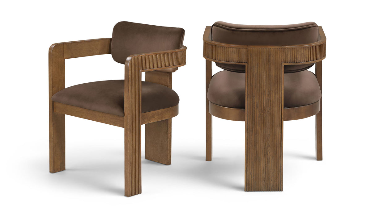 Sacha - Velvet Dining Chair With Brown Base (Set of 2)