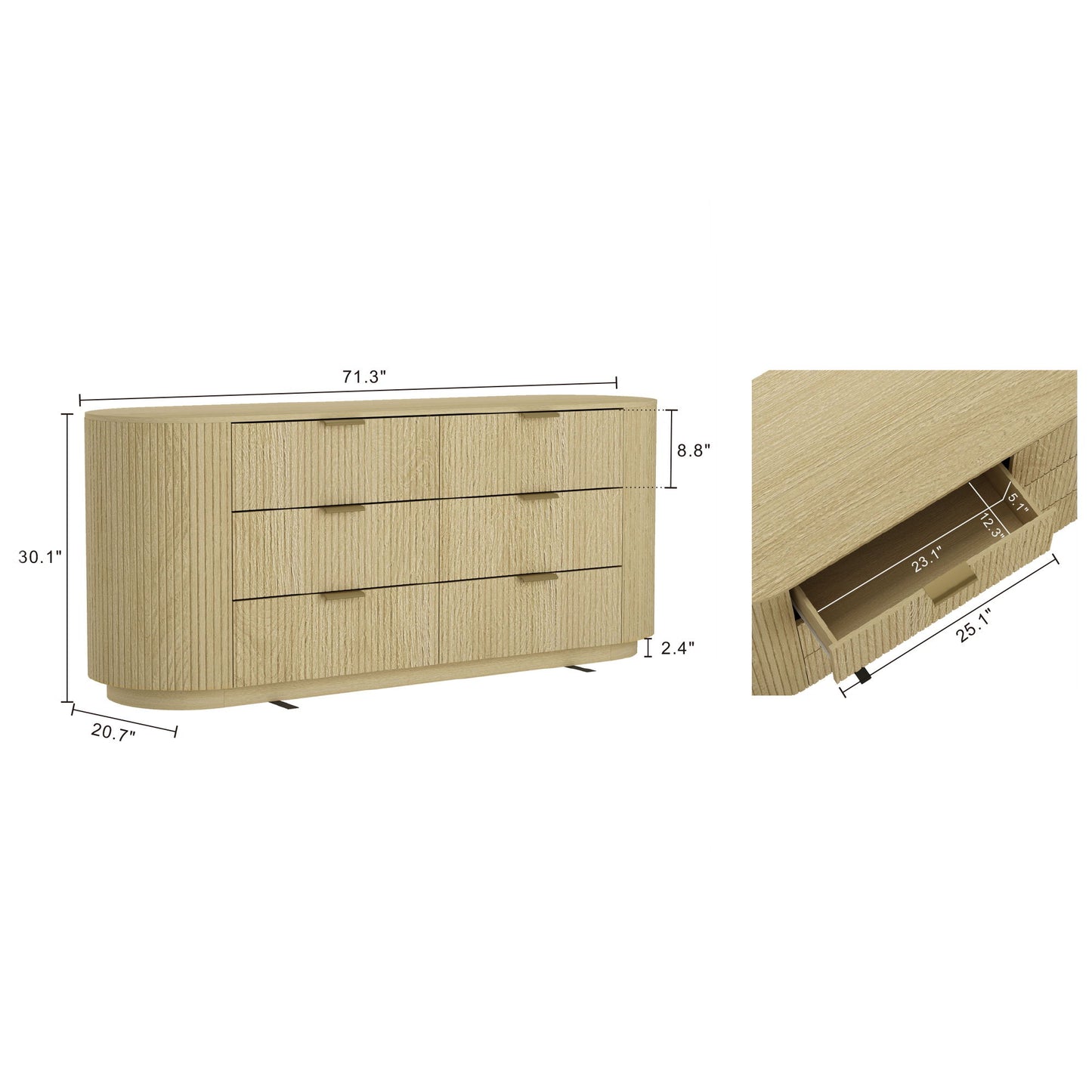 Olivia - 71" Dresser - Natural Oak