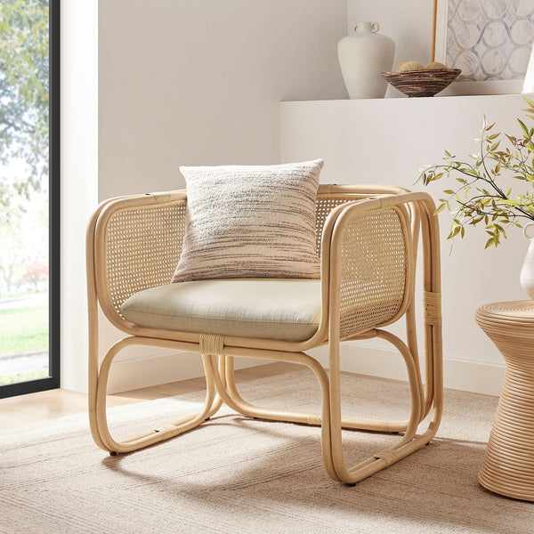 Ellis Natural Rattan Accent Armchair - Natural