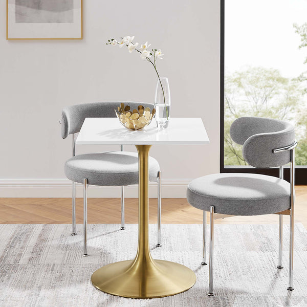 Lippa Square Wood Dining Table - 24", Gold White