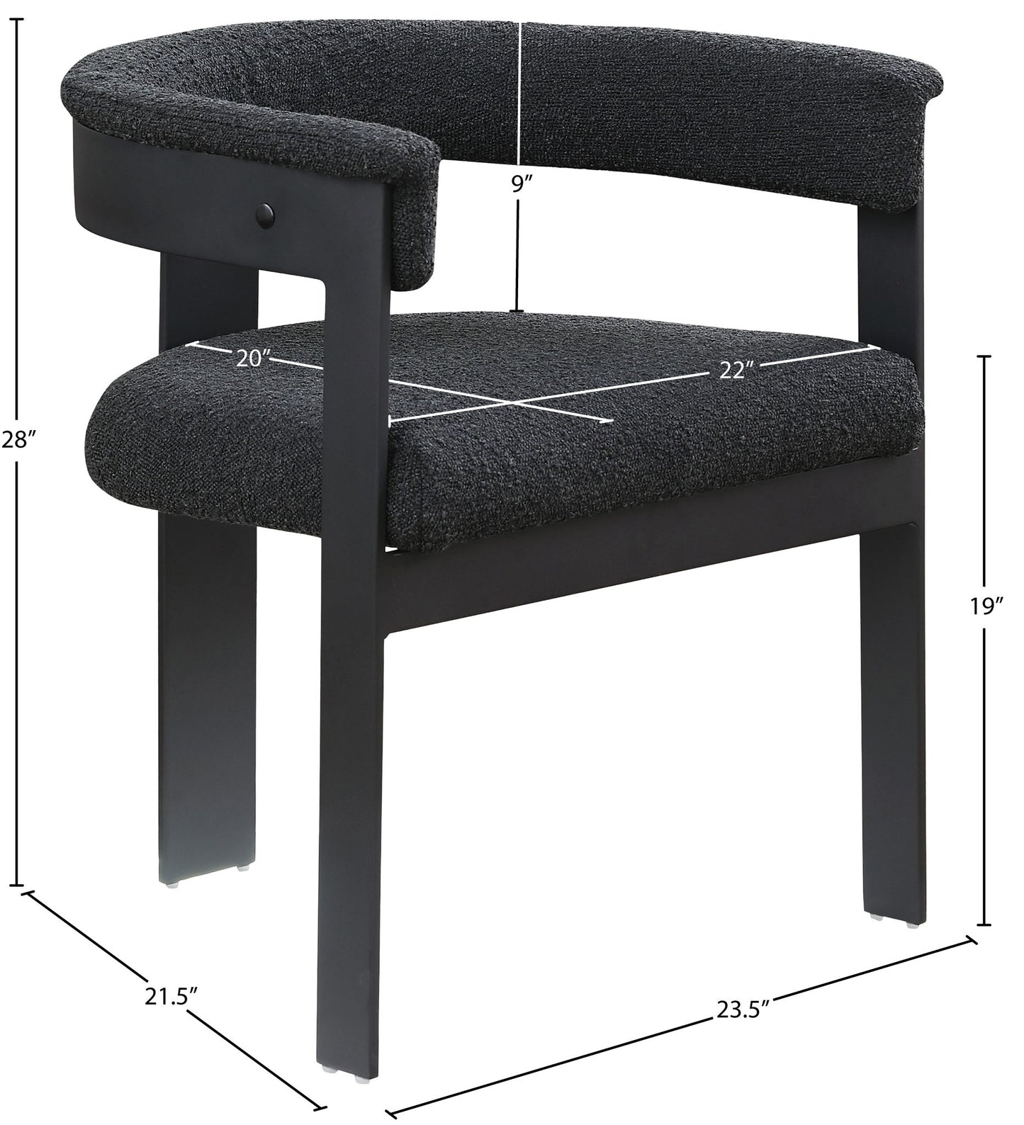 Romeo - Boucle Dining Chair With Black Base (Set of 2)