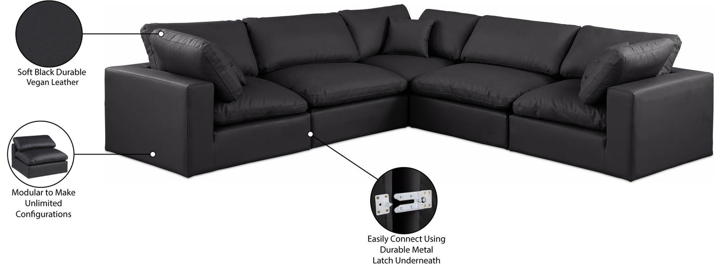 Comfy - 5 Piece Faux Leather Modular Corner Sectional