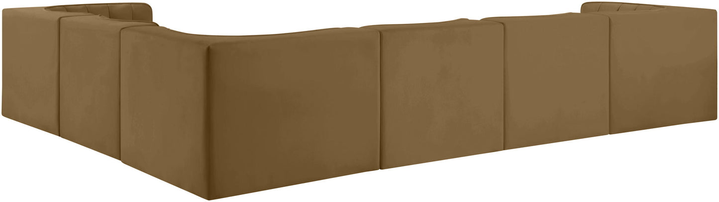 Rummi - Velvet Performance Fabric Upholstered 6 Piece Modular Sectional (With 3 Corner Chairs)