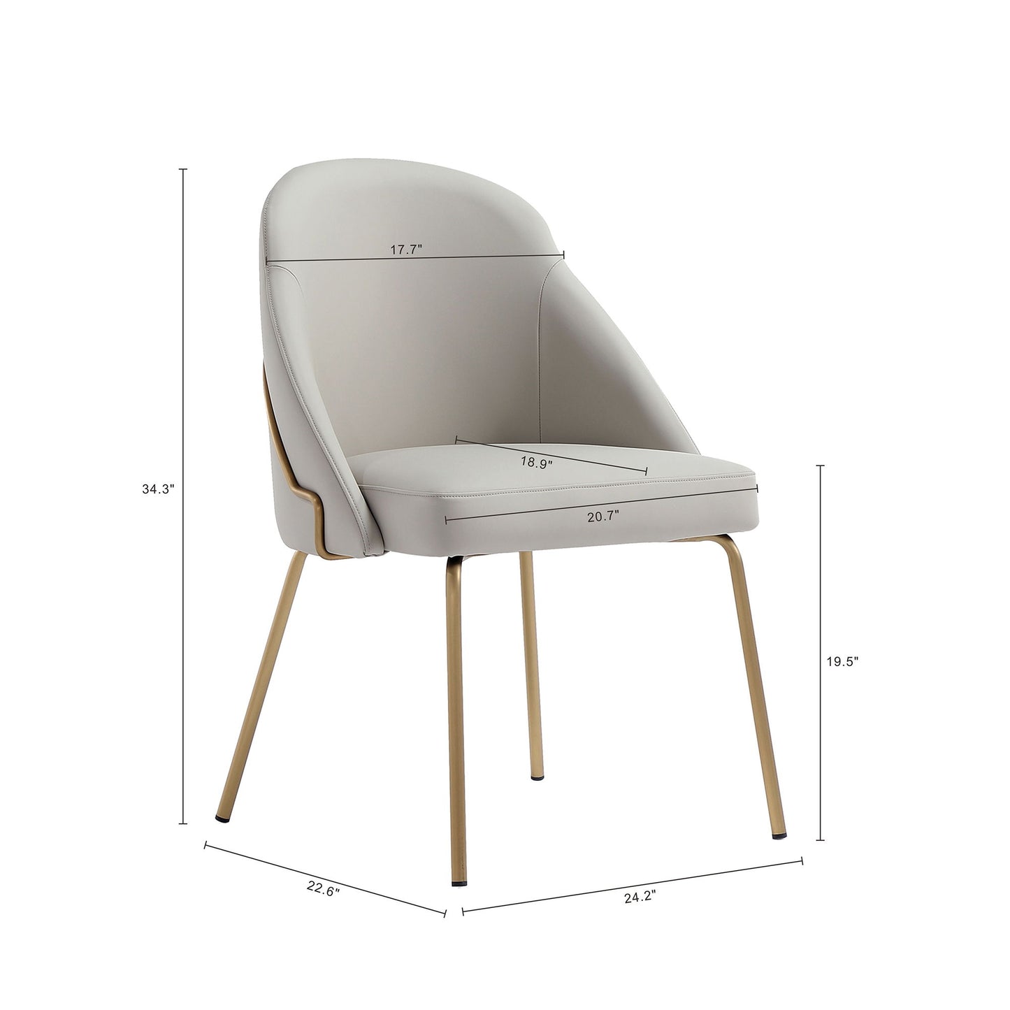 Manhattan Gracie - Dining Chair With Gold Legs