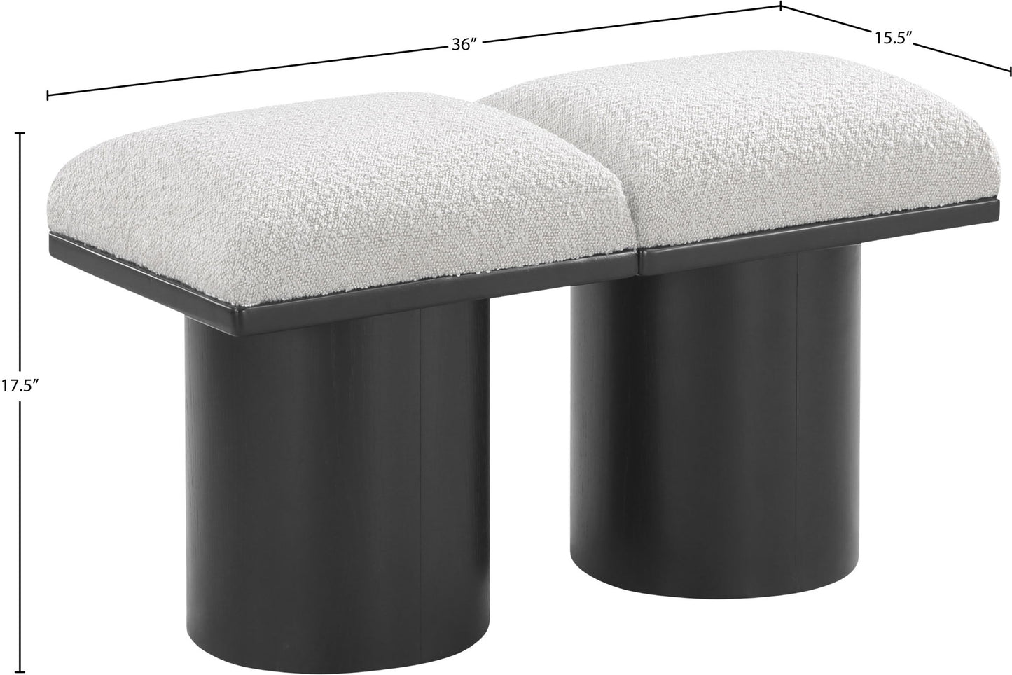 Pavilion - 2 Piece Modular Bench With Black Base