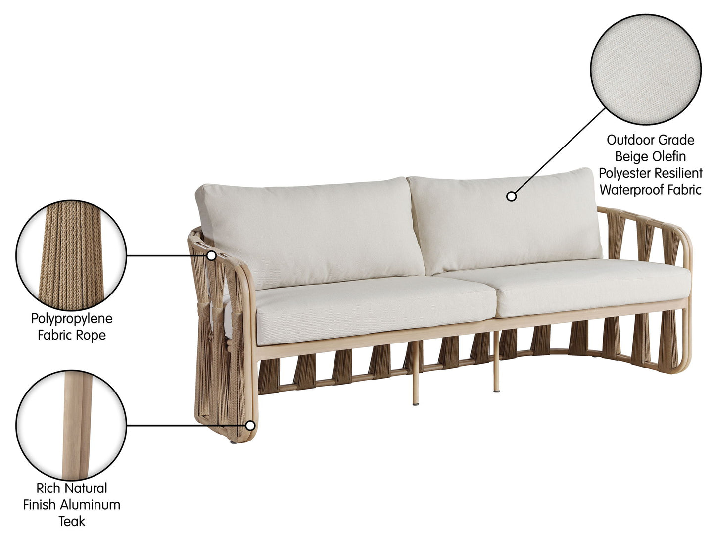 San Pietro - Resilient Waterproof Fabric 90.5" Upholstered Outdoor Patio Sofa