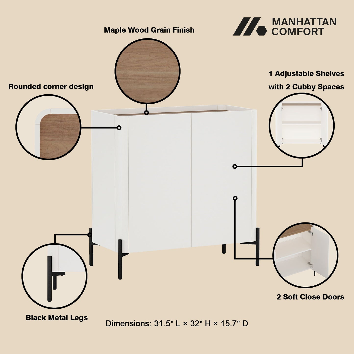 Abbey - Accent Cabinet - Maple And Off White