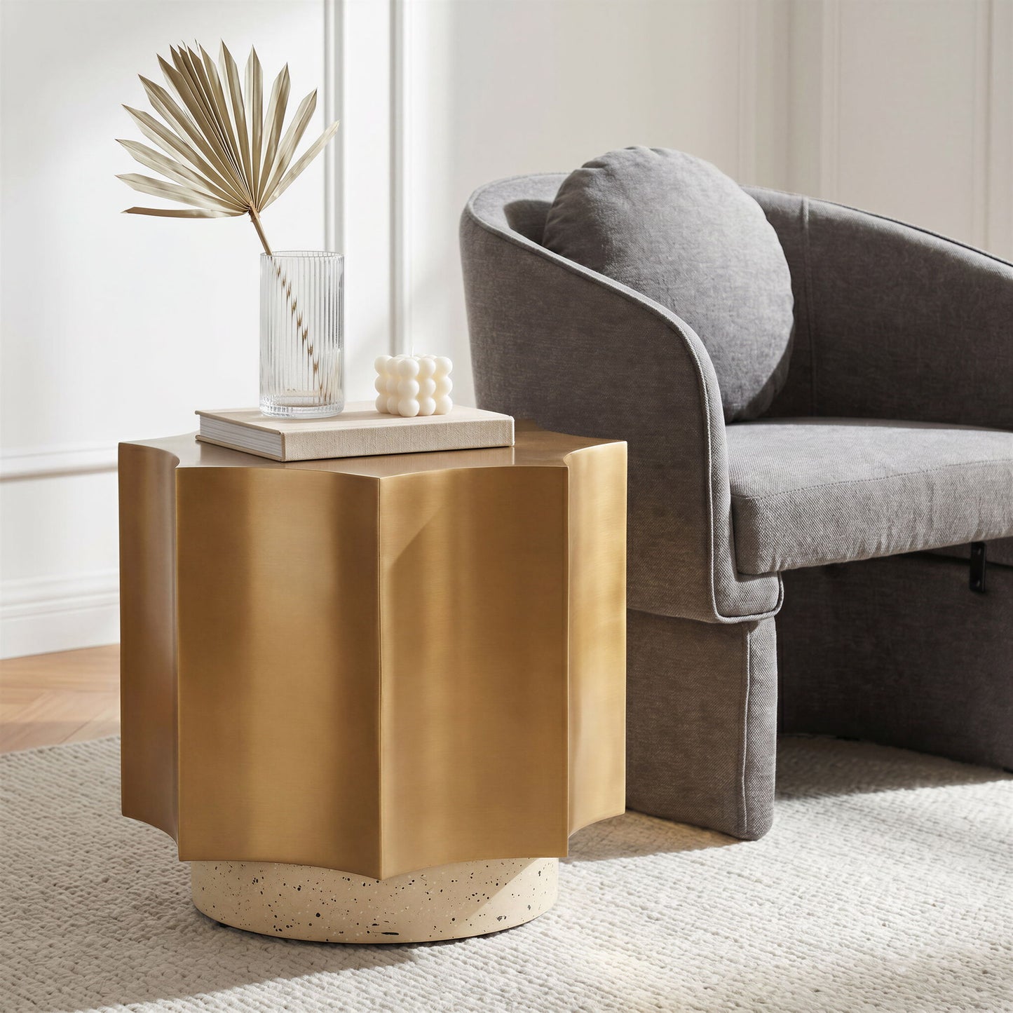 Osam - Side Table - Gold / Beige