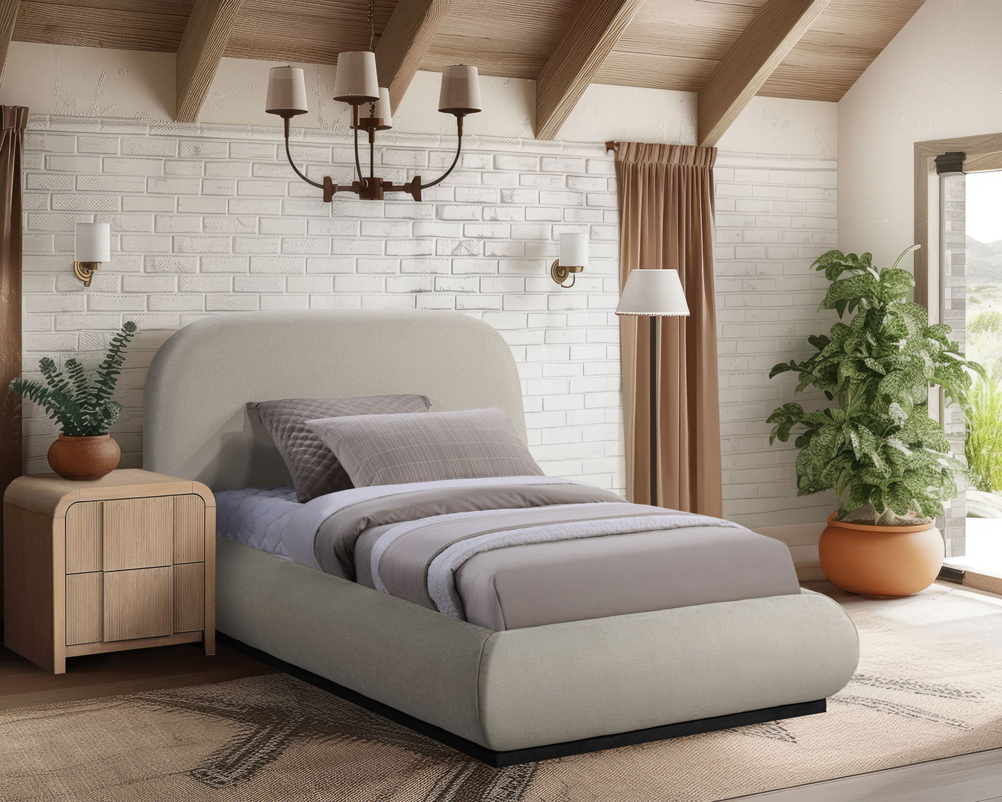 Vaughn - Chenille Bed With Black Base