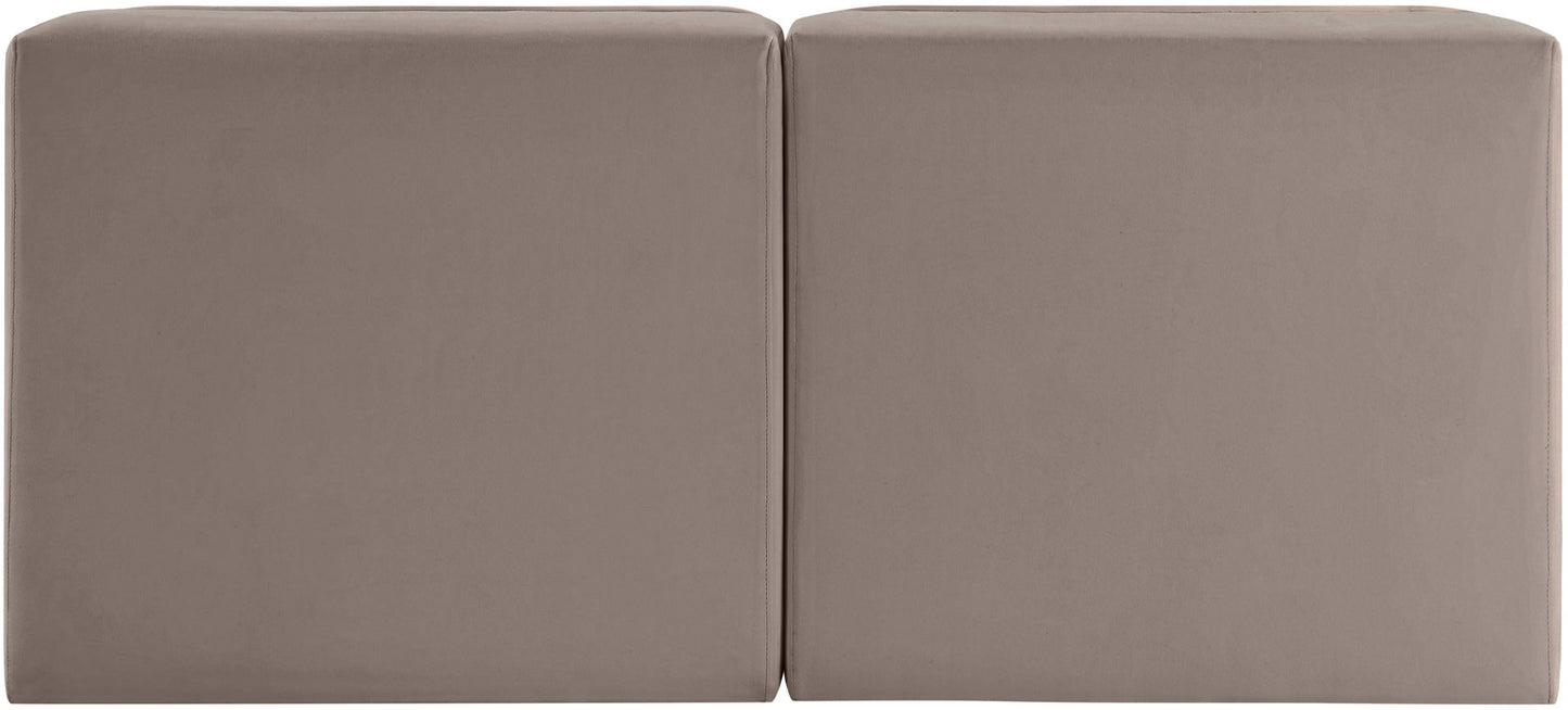 Rummi - Velvet Performance Fabric Upholstered 2 Piece Modular Armless Loveseat