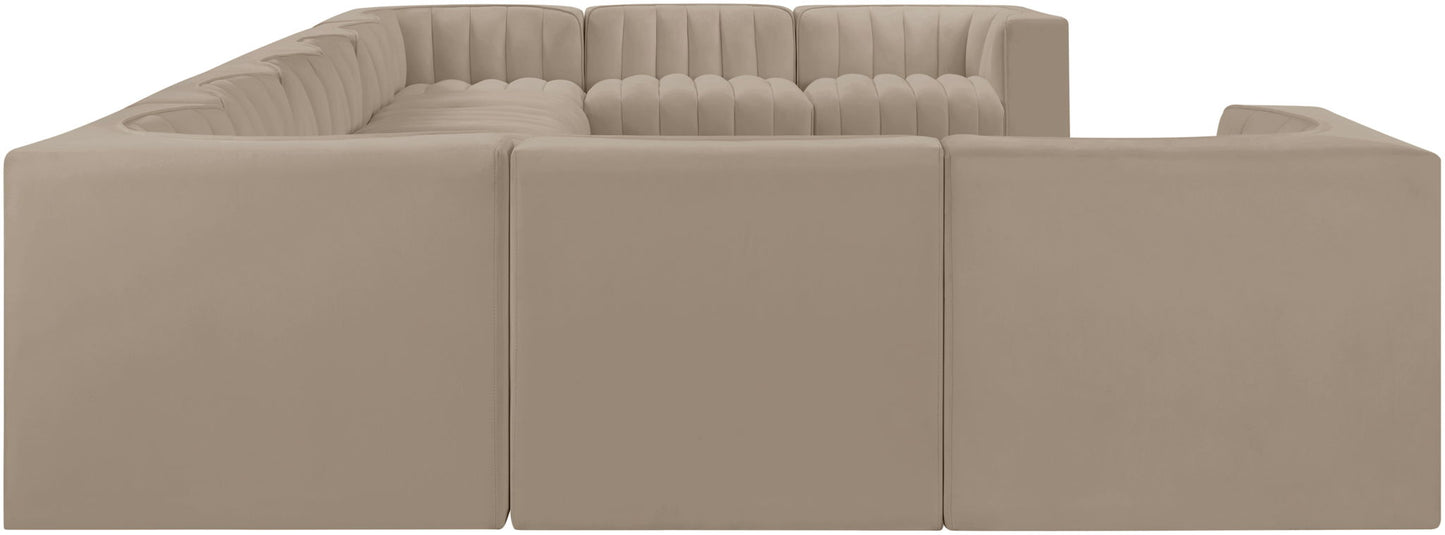 Rummi - Velvet Performance Fabric Upholstered 10 Piece Modular Sectional