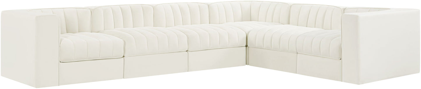 Rummi - Velvet Performance Fabric Upholstered 6 Piece Modular Sectional