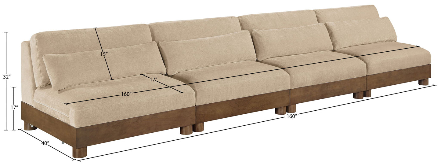 Turin - Chenille Fabric Upholstered Modular Sectional - Beige