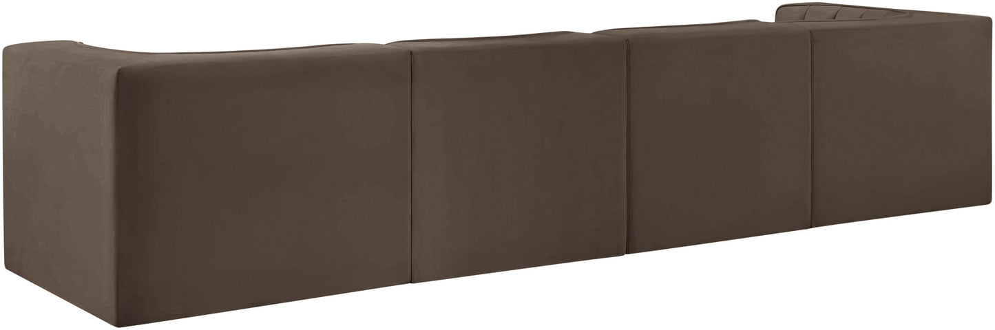 Rummi - Velvet Performance Fabric Upholstered 4 Piece Modular Sofa