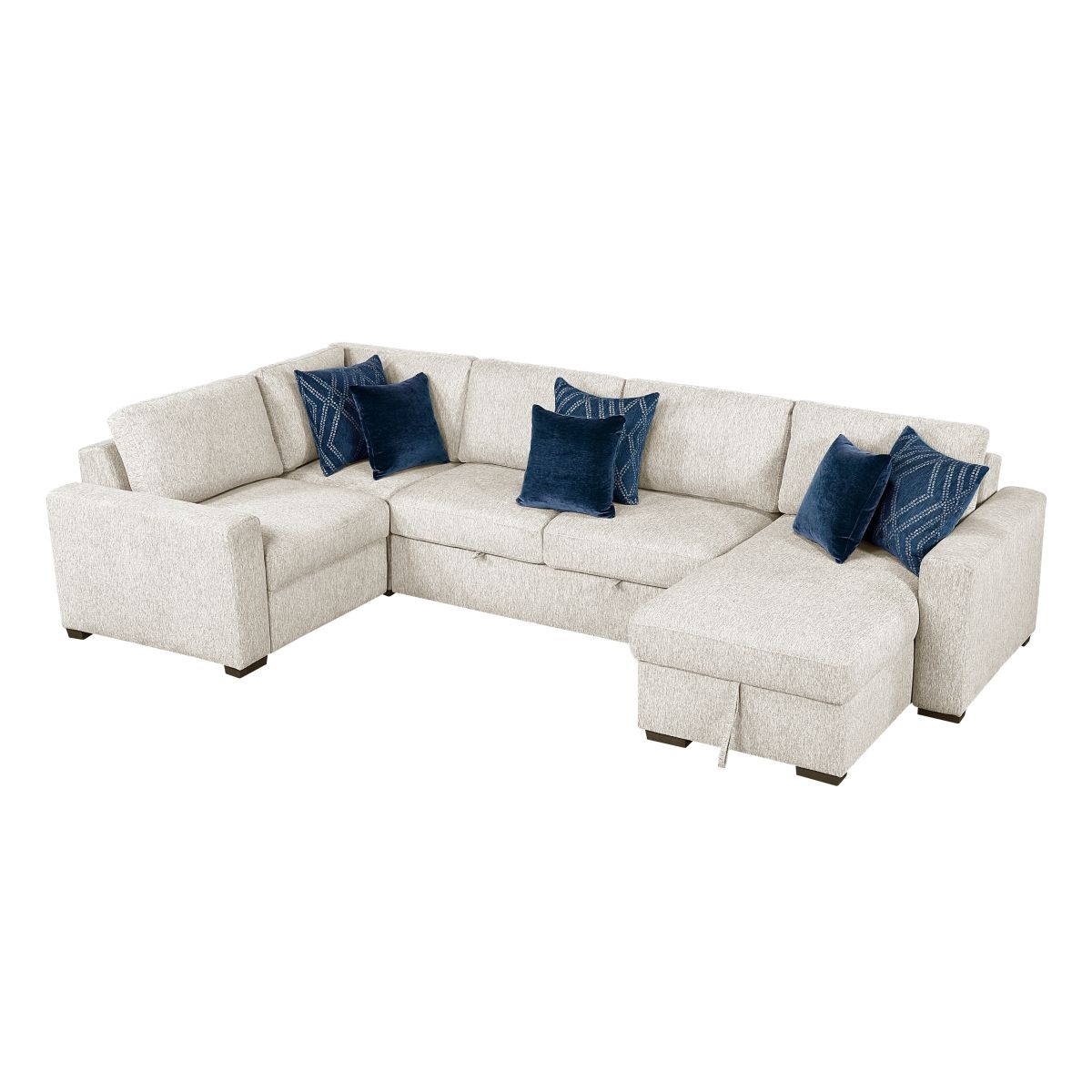 Isla 4-Piece Sectional with Reversible Chaise, Pull-out Bed and Hidden Storage