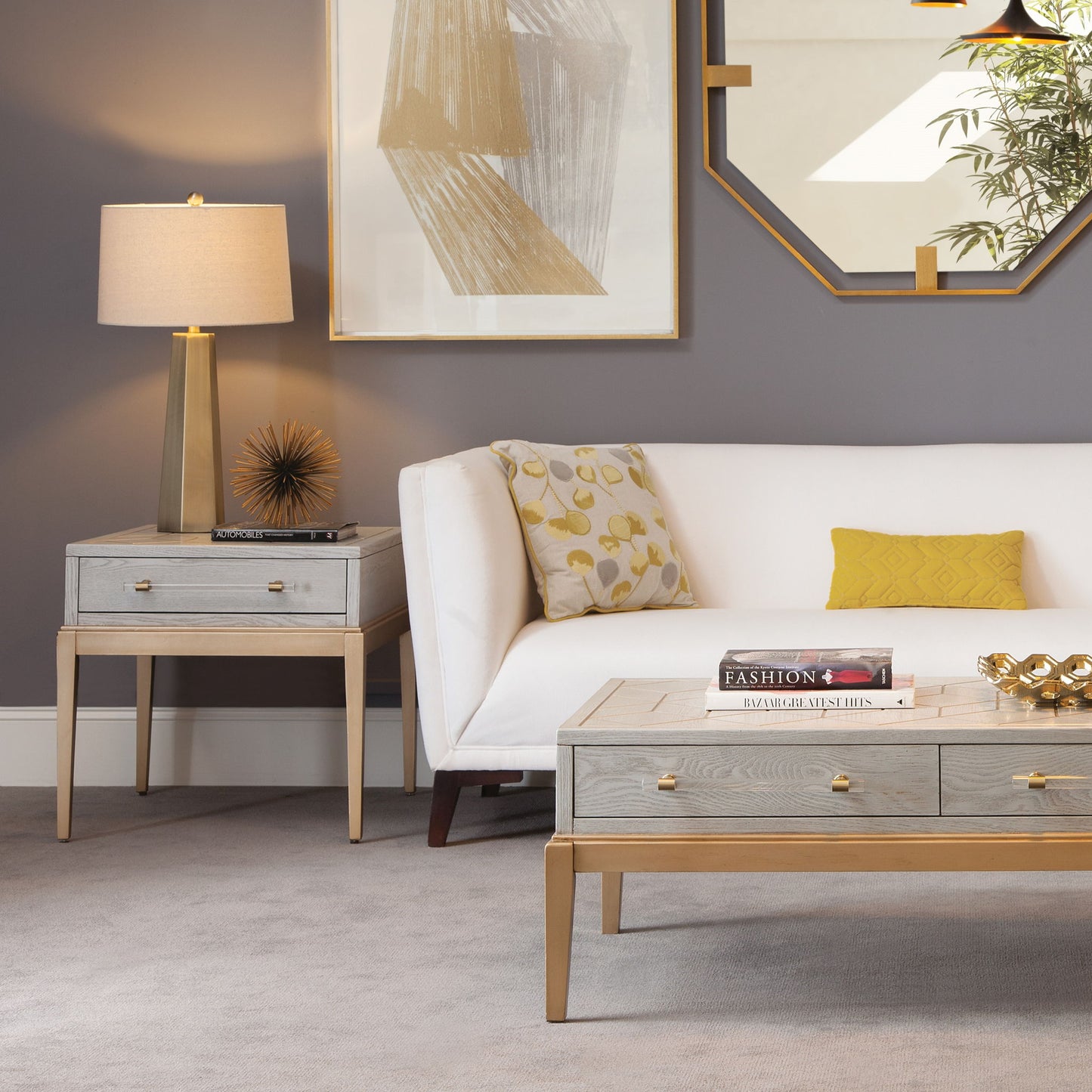 Perrine - Rectangle End Table - Silver / Gold