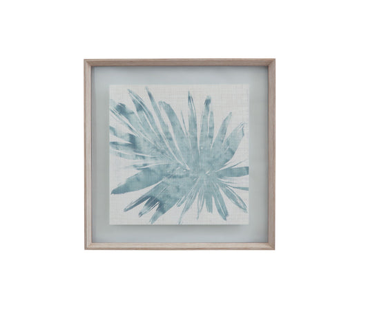 Burlap Ocean Palm II Framed Print - Light Blue