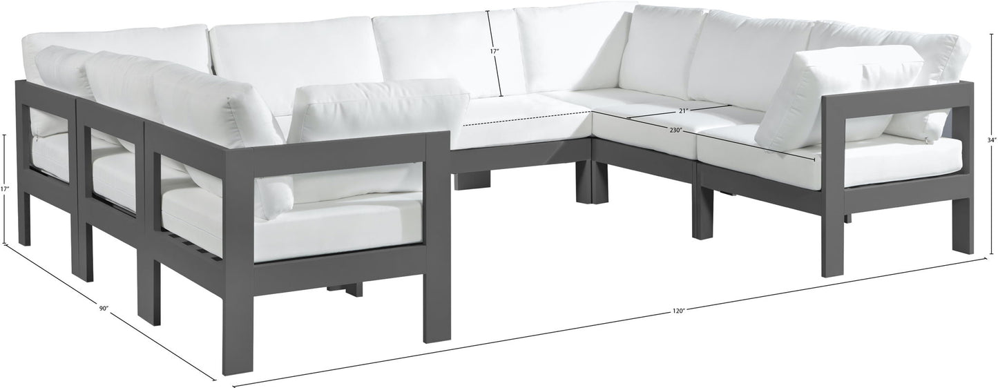Nizuc - Outdoor Patio 8 Piece Modular Sectional With Gray Frame