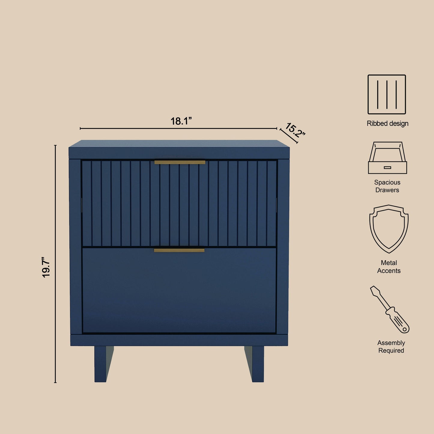 Manhattan Elara - Solid Wood Nightstand