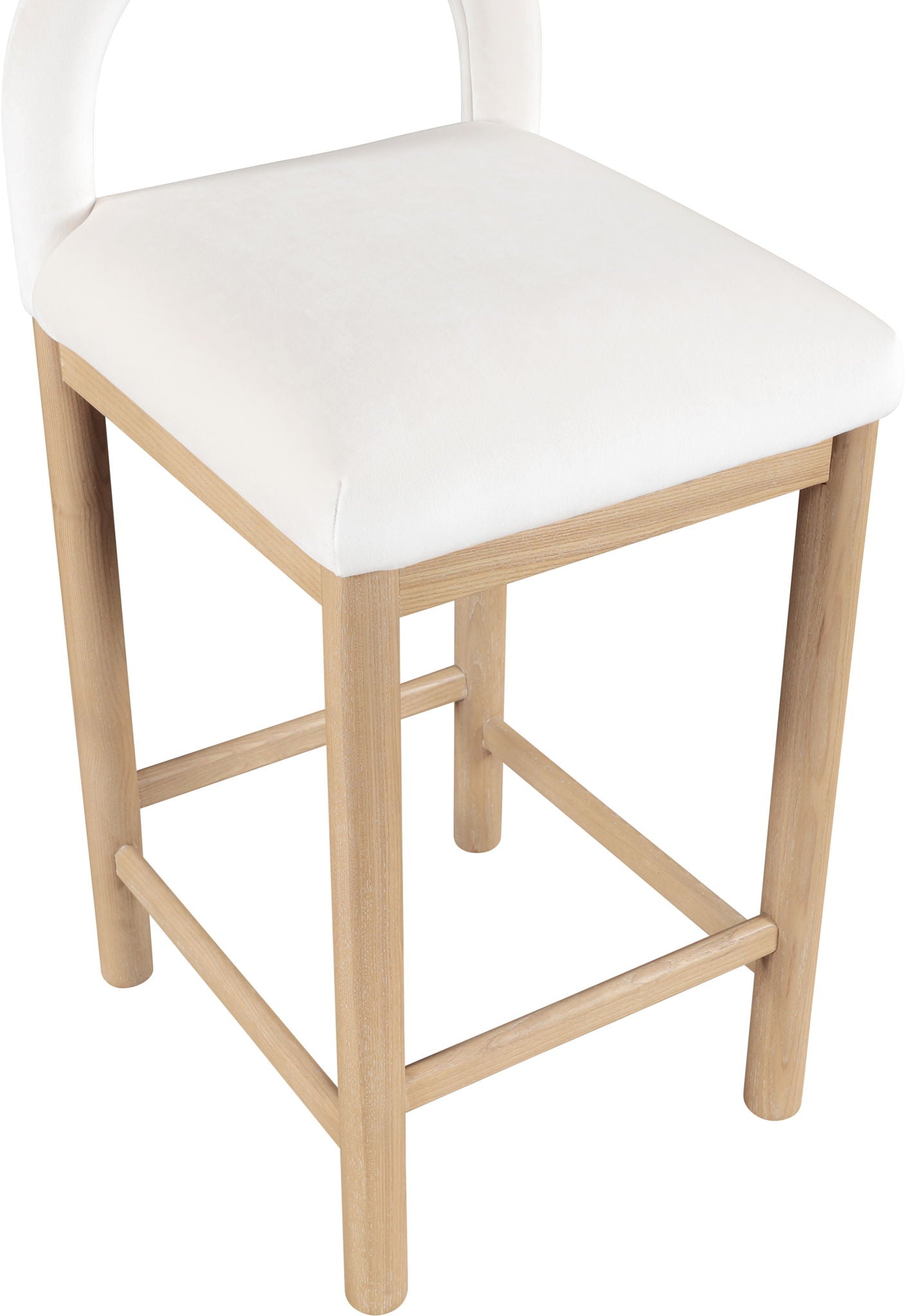 Conrad - Velvet Counter Stool With Natural Legs