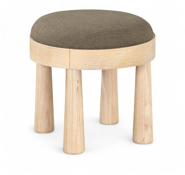 Larea - Linen Textured Fabric Ottoman - Natural Base