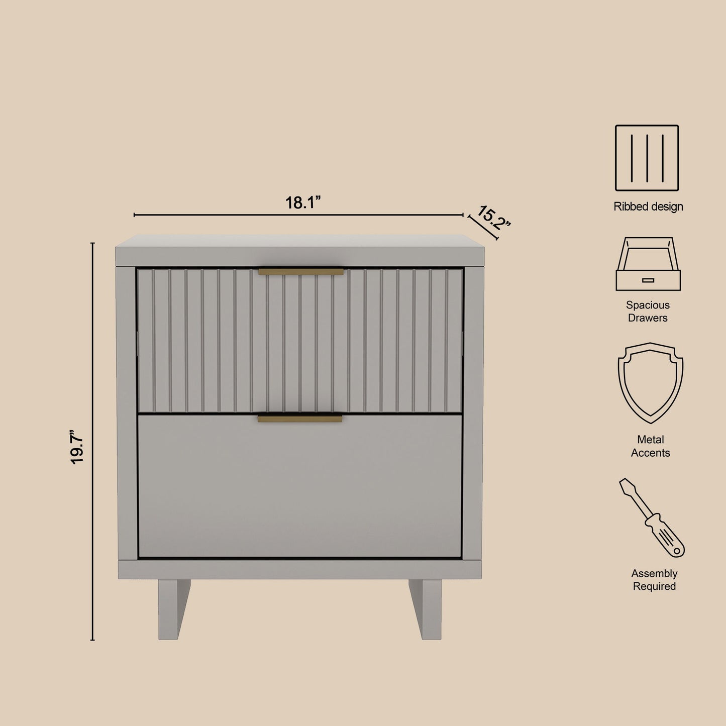 Manhattan Elara - Solid Wood Nightstand