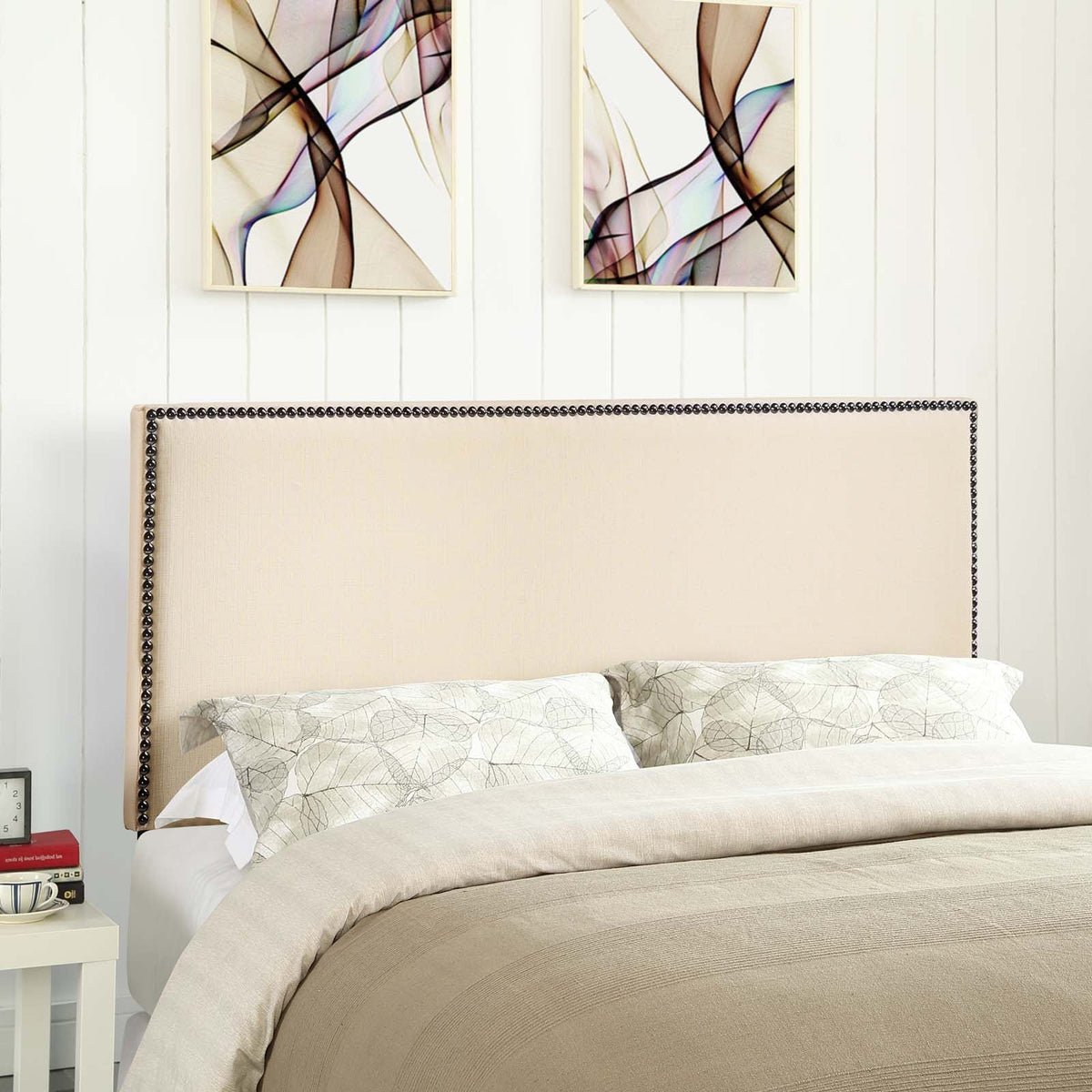 Region Nailhead Upholstered Headboard - Full, Ivory