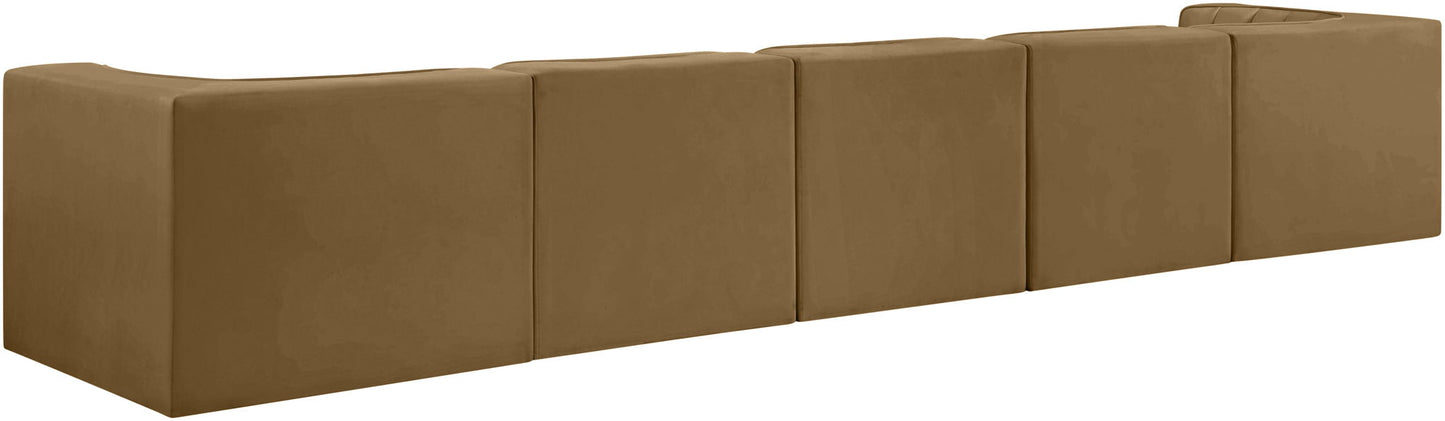 Rummi - Velvet Performance Fabric Upholstered 5 Piece Modular Sofa