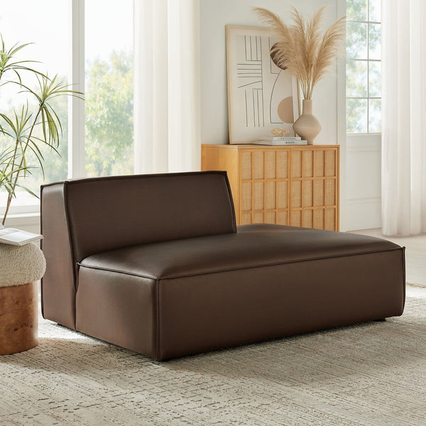 Restore Vegan Leather Right-Facing Armless Modular Chaise - Espresso