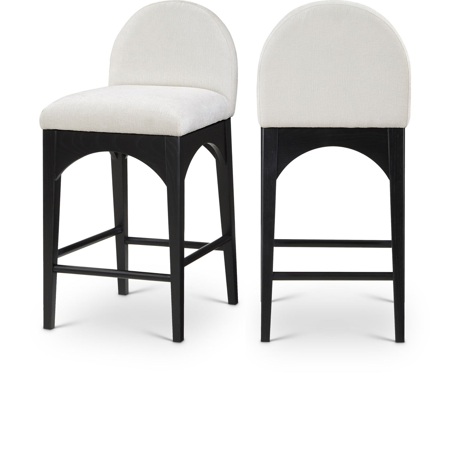 Waldorf - Chenille Stool With Black Legs